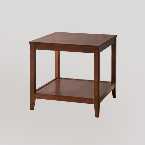 English Elm Solid Wood Two Tier Square Side Table Compact Nightstand for Bedroom or Living Room W5368P497700