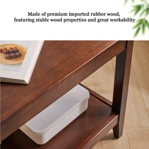 English Elm Solid Wood Two-tier Square End Table with Open Shelf for Bedroom or Living Room W5368P497701