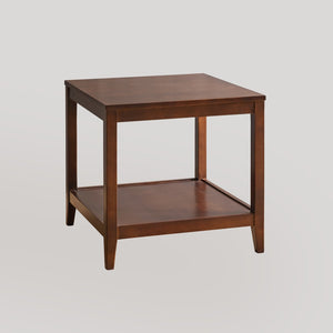 English Elm Solid Wood Two-tier Square End Table with Open Shelf for Bedroom or Living Room W5368P497701