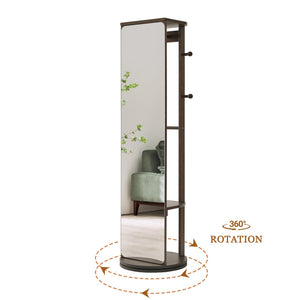English Elm Solid Rubberwood Freestanding Jewelry Armoire with 360 Degree Rotating Full Length Mirror W5368P497703