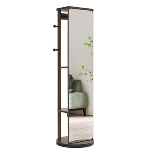 English Elm Solid Rubberwood Freestanding Jewelry Armoire with 360 Degree Rotating Full Length Mirror W5368P497703