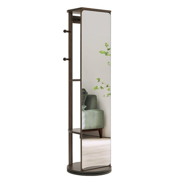 English Elm Solid Rubberwood Freestanding Jewelry Armoire with 360 Degree Rotating Full Length Mirror W5368P497703