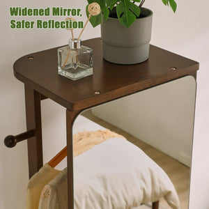 English Elm Solid Rubberwood Freestanding Jewelry Armoire with 360 Degree Rotating Full Length Mirror W5368P497703