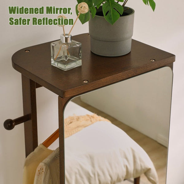 English Elm Solid Rubberwood Freestanding Jewelry Armoire with 360 Degree Rotating Full Length Mirror W5368P497703