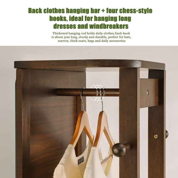 English Elm Solid Rubberwood Freestanding Jewelry Armoire with 360 Degree Rotating Full Length Mirror W5368P497703