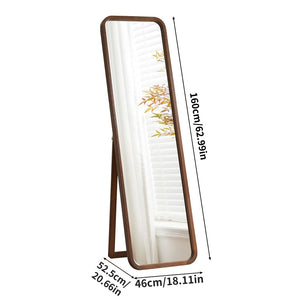 English Elm Full Length Beech Wood Floor Mirror Freestanding Walnut Finish for Bedroom or Dressing Room W5368P497709