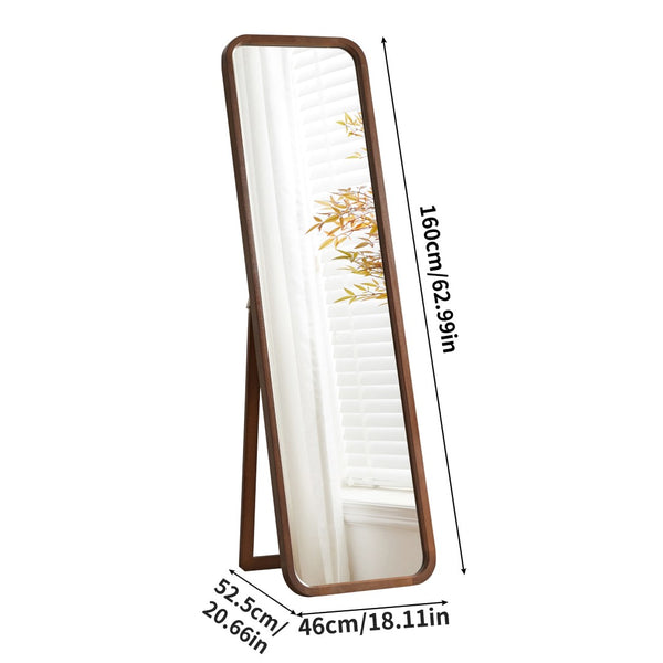 English Elm Full Length Beech Wood Floor Mirror Freestanding Walnut Finish for Bedroom or Dressing Room W5368P497709