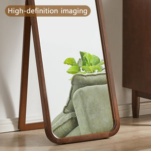English Elm Full Length Beech Wood Floor Mirror Freestanding Walnut Finish for Bedroom or Dressing Room W5368P497709