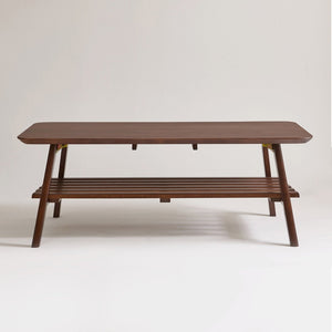 English Elm Wooden Mid-century Coffee Table Folding Legs Open Shelf Walnut Living Room W5368P497712