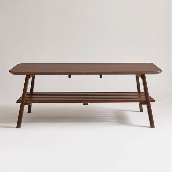 English Elm Wooden Mid-century Coffee Table Folding Legs Open Shelf Walnut Living Room W5368P497712