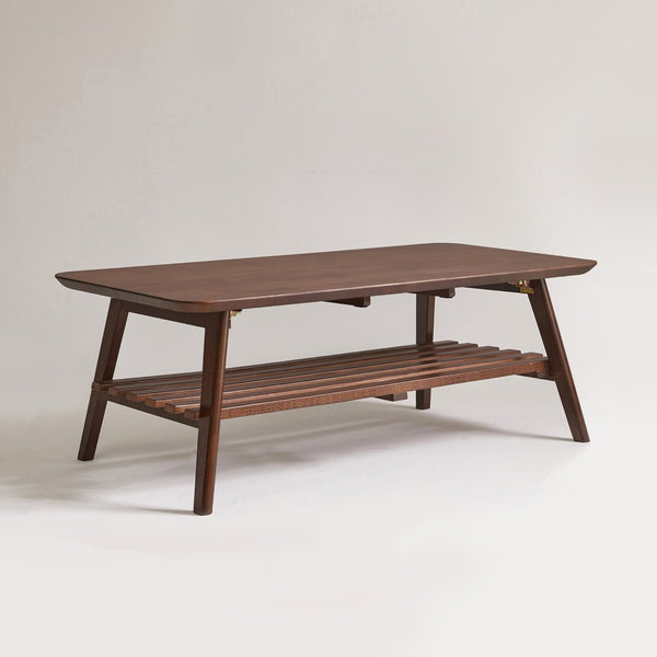 English Elm Wooden Mid-century Coffee Table Folding Legs Open Shelf Walnut Living Room W5368P497712
