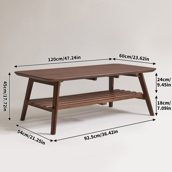 English Elm Wooden Mid-century Coffee Table Folding Legs Open Shelf Walnut Living Room W5368P497712