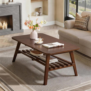English Elm Wooden Mid-century Coffee Table Folding Legs Open Shelf Walnut Living Room W5368P497712