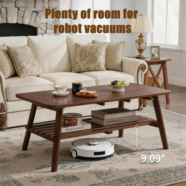 English Elm Wooden Mid-century Coffee Table Folding Legs Open Shelf Walnut Living Room W5368P497712