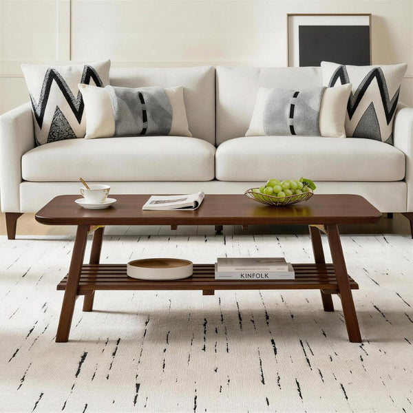 English Elm Wooden Mid-century Coffee Table Folding Legs Open Shelf Walnut Living Room W5368P497712