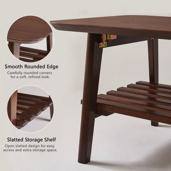 English Elm Wooden Mid-century Coffee Table Folding Legs Open Shelf Walnut Living Room W5368P497712