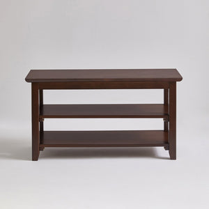 English Elm 2-Tier Solid Wood Entryway Bench with Open Shoe Shelving and Warm Natural Finish W5368P499332