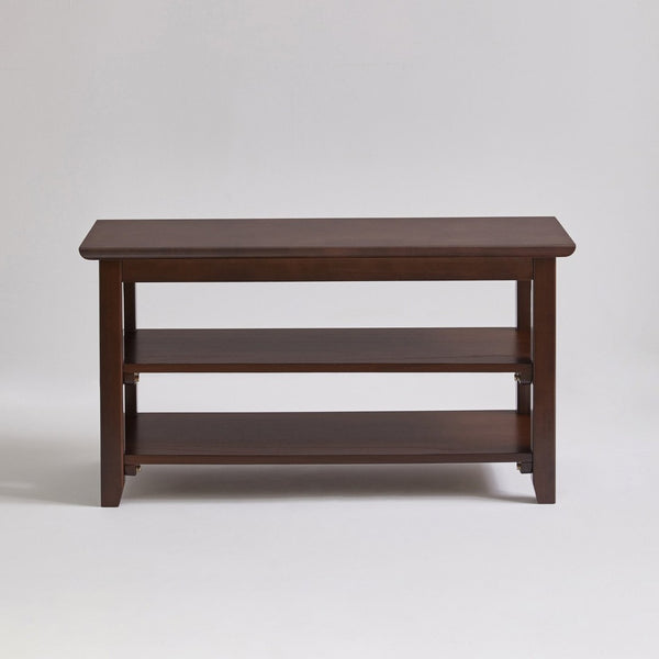 English Elm 2-Tier Solid Wood Entryway Bench with Open Shoe Shelving and Warm Natural Finish W5368P499332