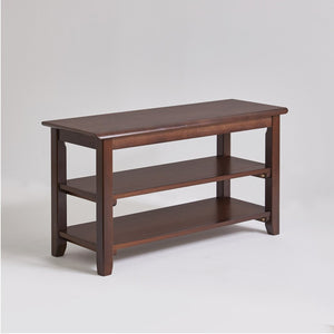 English Elm 2-Tier Solid Wood Entryway Bench with Open Shoe Shelving and Warm Natural Finish W5368P499332