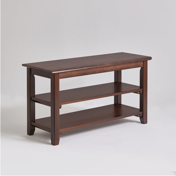 English Elm 2-Tier Solid Wood Entryway Bench with Open Shoe Shelving and Warm Natural Finish W5368P499332