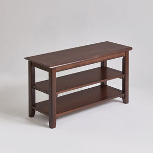 English Elm 2-Tier Solid Wood Entryway Bench with Open Shoe Shelving and Warm Natural Finish W5368P499332