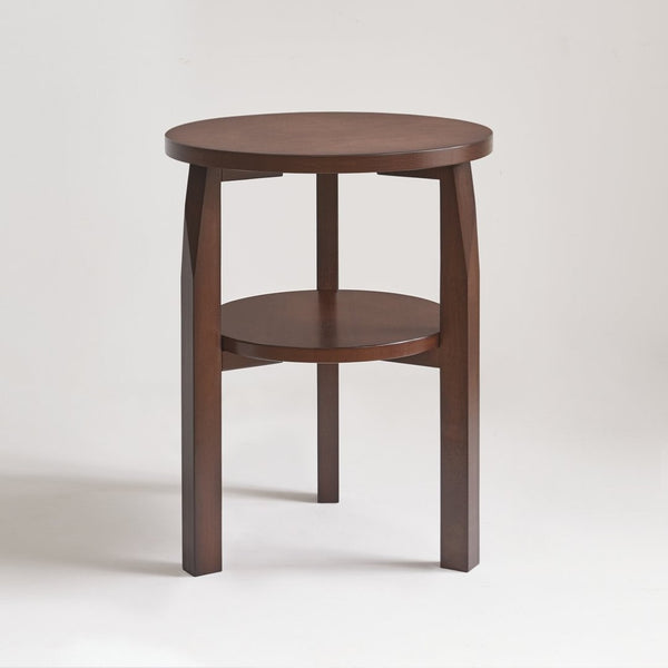 English Elm Solid Rubberwood Two-tier Round Side Table with Open Shelf for Living Room or Bedroom W5368P499371
