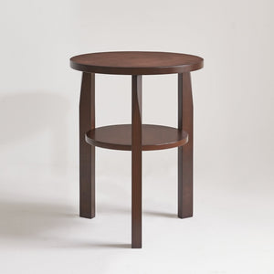 English Elm Solid Rubberwood Two-tier Round Side Table with Open Shelf for Living Room or Bedroom W5368P499371