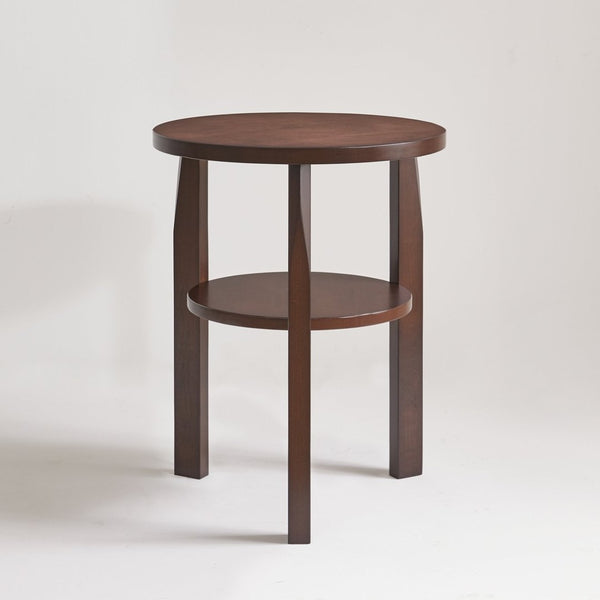 English Elm Solid Rubberwood Two-tier Round Side Table with Open Shelf for Living Room or Bedroom W5368P499371