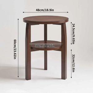 English Elm Solid Rubberwood Two-tier Round Side Table with Open Shelf for Living Room or Bedroom W5368P499371