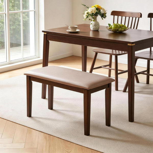 English Elm Solid Wood Frame Upholstered Bench Japandi Style Waterproof Tech Fabric Seat W5368P503714