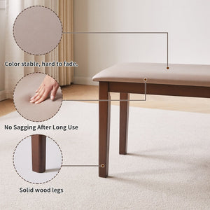 English Elm Solid Wood Frame Upholstered Bench Japandi Style Waterproof Tech Fabric Seat W5368P503714