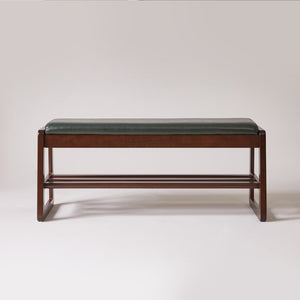 English Elm Wood Entryway Bench with Vegan Leather Seat Lift Top Compartment and Tiered Shoe Shelves Green W5368P511006