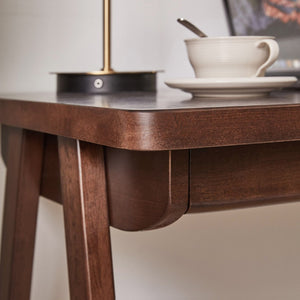 English Elm 100% Solid Rubberwood Writing Desk Retro Walnut Finish with Drawer for Home Office W5368P512517