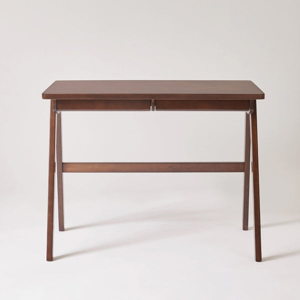 English Elm 100% Solid Rubberwood Writing Desk Retro Walnut Finish with Drawer for Home Office W5368P512517