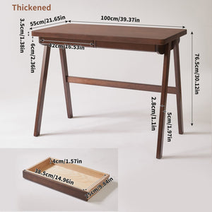 English Elm 100% Solid Rubberwood Home Office Desk Retro Walnut Finish Thick Top Study Table W5368P512518