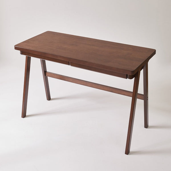 English Elm 100% Solid Rubberwood Writing Desk with Drawer Retro Walnut A-Frame Home Office W5368P512519