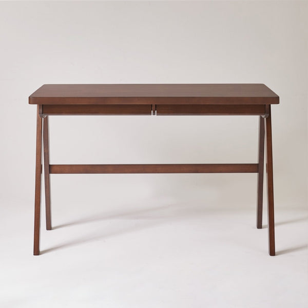 English Elm 100% Solid Rubberwood Writing Desk with Drawer Retro Walnut A-Frame Home Office W5368P512519