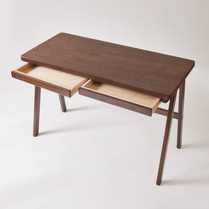 English Elm 100% Solid Rubberwood Writing Desk with Drawer Retro Walnut A-Frame Home Office W5368P512519