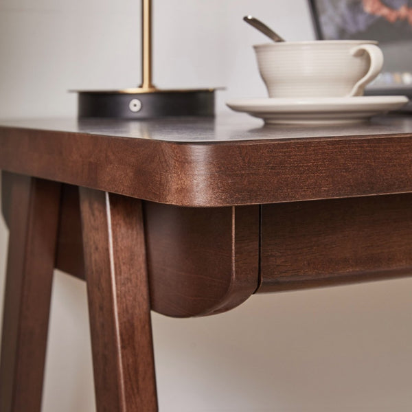 English Elm 100% Solid Rubberwood Writing Desk with Drawer Retro Walnut A-Frame Home Office W5368P512519
