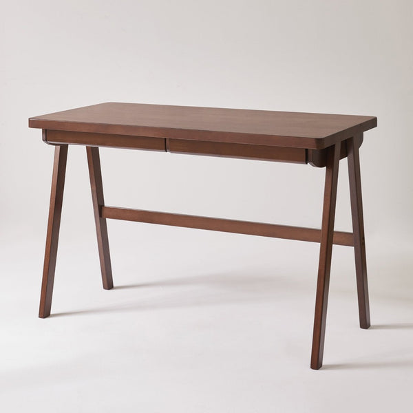 English Elm 100% Solid Rubberwood Writing Desk with Drawer Retro Walnut A-Frame Home Office W5368P512519