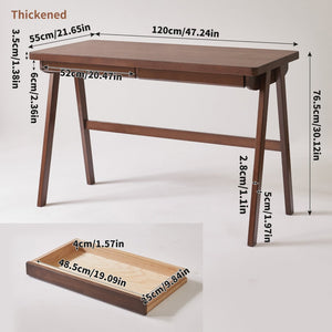 English Elm 100% Solid Rubberwood Writing Desk with Drawer Retro Walnut A-Frame Home Office W5368P512519