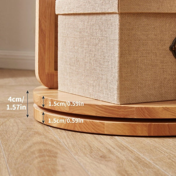 English Elm 360° Rotating Full Length Mirror with Rubberwood Frame Hooks Shelves for Bedroom W5368P514490