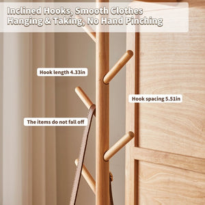 English Elm 360° Rotating Full Length Mirror with Rubberwood Frame Hooks Shelves for Bedroom W5368P514490