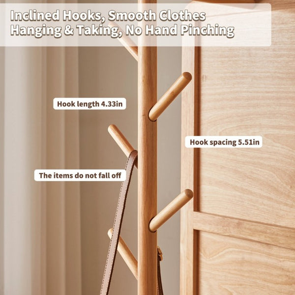 English Elm 360° Rotating Full Length Mirror with Rubberwood Frame Hooks Shelves for Bedroom W5368P514490
