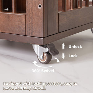 English Elm Solid Hardwood Rolling Garment Stand with Mirror Hooks and Basket Walnut Entryway W5368P515524