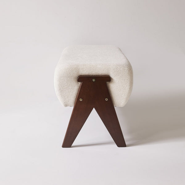 English Elm Modern Chenille Upholstered Bench with Walnut V Legs Foam Seat for Bedroom Entryway White W5368P517794