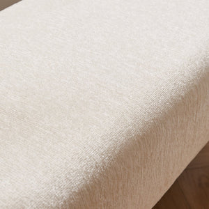 English Elm Modern Chenille Upholstered Bench with Walnut V Legs Foam Seat for Bedroom Entryway White W5368P517794
