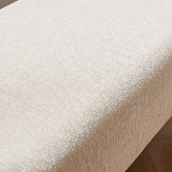English Elm Modern Chenille Upholstered Bench with Walnut V Legs Foam Seat for Bedroom Entryway White W5368P517794