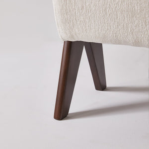 English Elm Modern Chenille Upholstered Bench with Walnut V Legs Foam Seat for Bedroom Entryway White W5368P517794