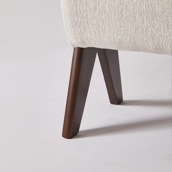 English Elm Modern Chenille Upholstered Bench with Walnut V Legs Foam Seat for Bedroom Entryway White W5368P517794